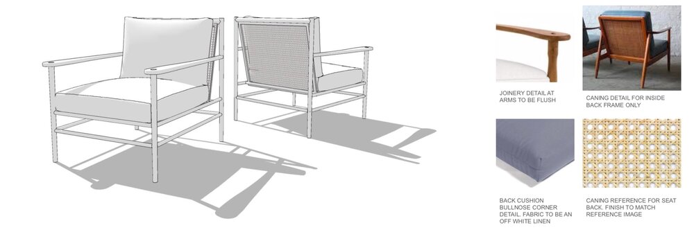 Initial design specs from the    Beckett Chair.