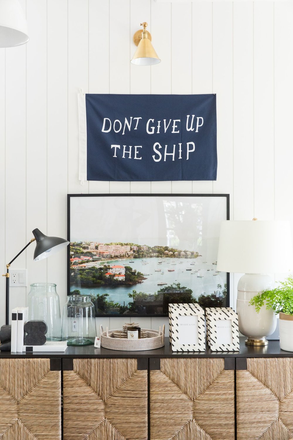Shop  Don't Give Up The Ship ,&nbsp; Charlton Table Lamp ,  French Mason Jars ,  Black Label Books ,  Socrates Bookends ,  Light Rattan Round Trays ,  Murchison-Home Candle ,  Tile Frame ,  Newcomb Table Lamp ,&nbsp; St John ,&nbsp; Console
