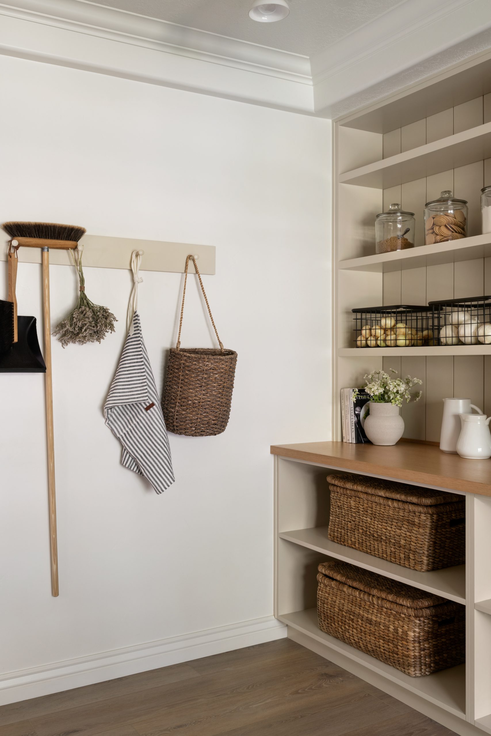hanging rack in pantry