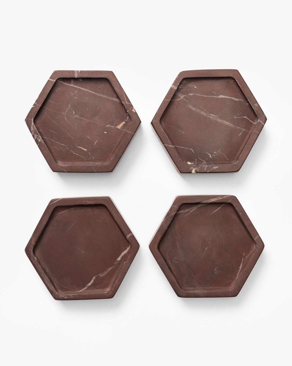 Set of 4 Ridley Stone Coasters in pave red marble design seen on Studio McGee.