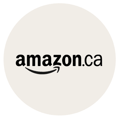 Amazon.ca logo featuring the word amazon in lowercase black letters with a curved arrow underlining a to z, followed by .ca in smaller black letters, all on a light beige circular background, by McGee & Co.